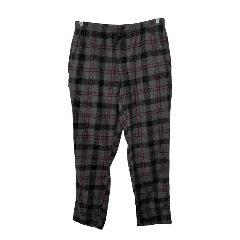 Avalanche Outdoor Supply Co Mens Fleece Pajama Pants Grey Black Red Plaid Large